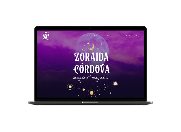 Zoraida Córdova website laptop mockup